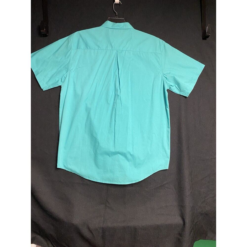 Men's Haband Travelers Pearl Snap Button Up Aqua Green Shirt W/ Pockets Large - Picture 7 of 8